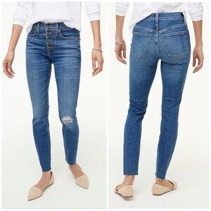 J.Crew 9" Mid-Rise Skinny Women’s Button Fly Raw Hem Ankle Jeans Size 35